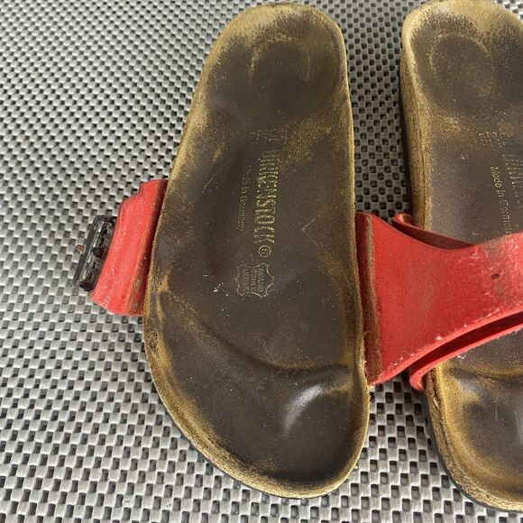 Birkenstock Madrid Sandals Womens 37 Red Buckle Slide On Casual Made In Germany - Picture 10 of 15